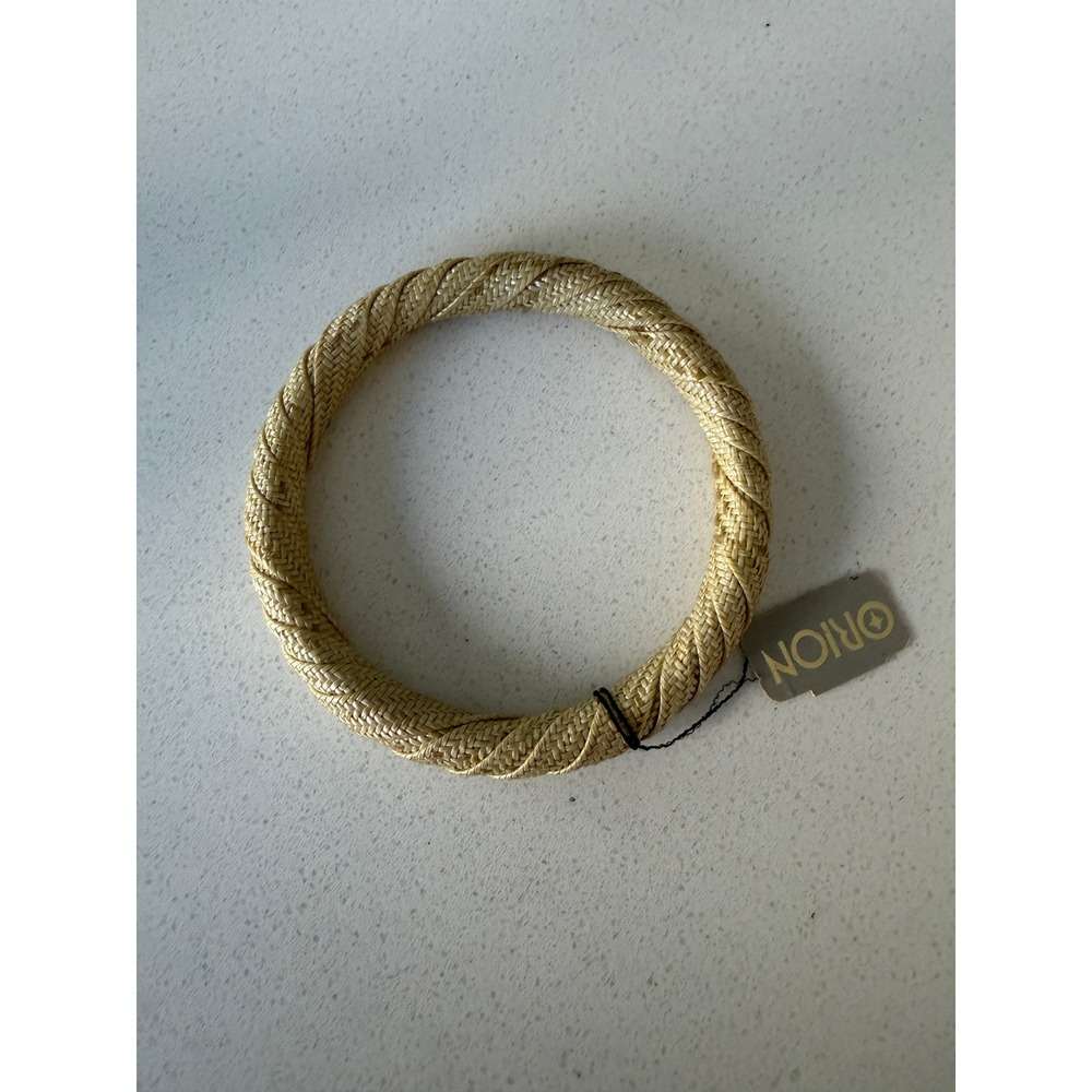 Orion Woven Straw Bangle Bracelet Tan Braided Raffia Boho Beach Accessory 7.25in